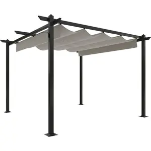 vidaXL Pavillon mit Ausziehbarem Dach 3x3 m Creme günstig