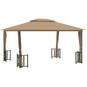 vidaXL Pavillon mit Seitenwänden & Doppeldach 3x4 m Taupe günstig