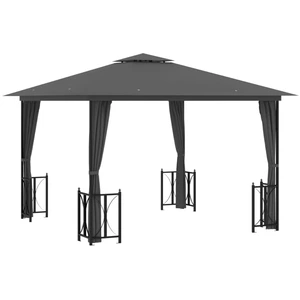 vidaXL Pavillon mit Seitenwänden & Doppeldach 3x3 m Anthrazit günstig
