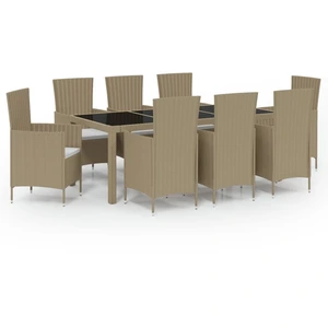 vidaXL 9-tlg. Garten-Essgruppe mit Kissen Poly Rattan Beige günstig