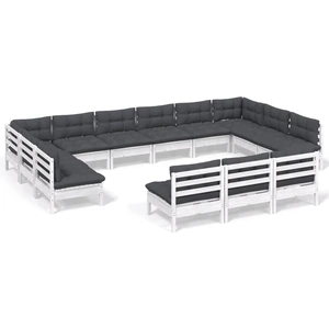 vidaXL 13-tlg. Garten-Lounge-Set mit Kissen Weiß Kiefer Massivholz günstig