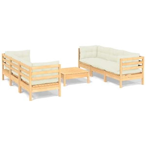 vidaXL 7-tlg. Garten-Lounge-Set mit Creme Kissen Kiefernholz günstig