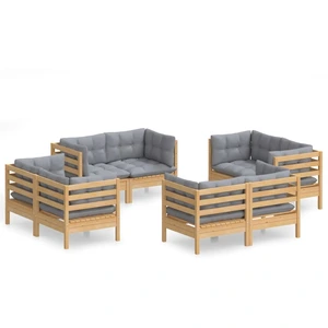 vidaXL 8-tlg. Garten-Lounge-Set mit Grauen Kissen Kiefernholz günstig