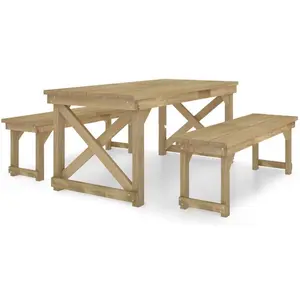 vidaXL, Gartentisch + Balkontisch, 3-cz. zestaw mebli do ogrodu, impregnowane lite drewno sosnowe günstig