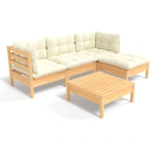 vidaXL 5-tlg. Garten-Lounge-Set mit Creme Kissen Kiefernholz günstig