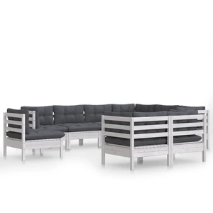 vidaXL 9-tlg. Garten-Lounge-Set mit Kissen Weiß Kiefer Massivholz günstig