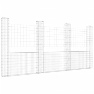 vidaXL Gabionenkorb U-Form mit 4 Säulen Eisen 380x20x200 cm günstig