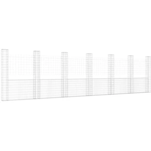 vidaXL Gabionenkorb U-Form mit 7 Säulen Eisen 740x20x200 cm günstig