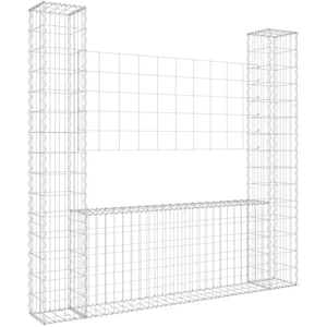vidaXL Gabionenkorb U-Form mit 2 Säulen Eisen 140x20x150 cm günstig