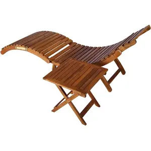 vidaXL Sonnenliege mit Tisch und Auflage Massivholz Akazie günstig