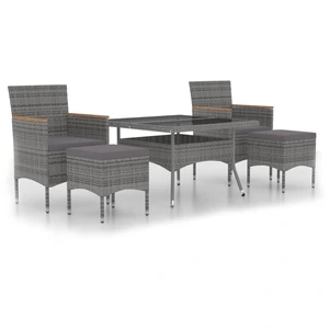 vidaXL 5-tlg. Garten-Essgruppe Poly Rattan und Hartglas Grau günstig