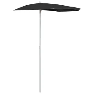 vidaXL Sonnenschirm Halb-Sonnenschirm mit Mast 180x90 cm Schwarz günstig