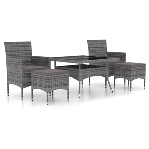 vidaXL 5-tlg. Garten-Essgruppe Poly Rattan und Hartglas Grau günstig