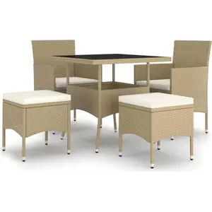 vidaXL 5-tlg. Garten-Essgruppe Poly Rattan Beige günstig