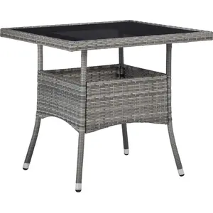 vidaXL 3-tlg. Garten-Essgruppe Grau Poly Rattan und Glas günstig