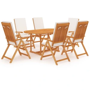 vidaXL 7-tlg. Garten-Essgruppe mit Kissen Massivholz Teak günstig