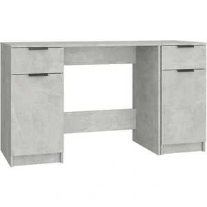 vidaXL Schreibtisch mit Beistellschrank Betongrau Holzwerkstoff günstig