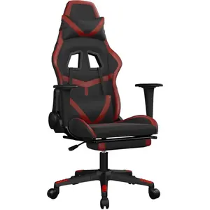 vidaXL Gaming-Stuhl mit Massage & Fußstütze Schwarz Weinrot Kunstleder günstig