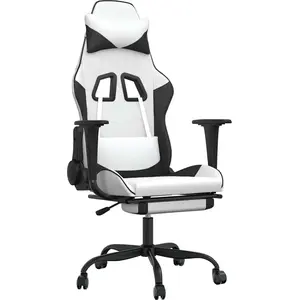 vidaXL Gaming-Stuhl mit Massage & Fußstütze Weiß & Schwarz Kunstleder günstig