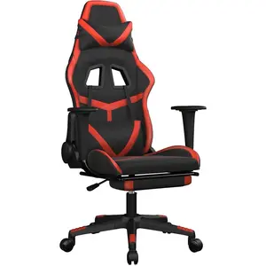 vidaXL Gaming-Stuhl mit Massage & Fußstütze Schwarz & Rot Kunstleder günstig