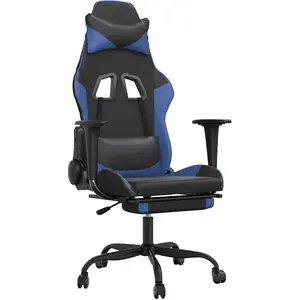 vidaXL Gaming-Stuhl mit Massage & Fußstütze Schwarz & Blau Kunstleder günstig