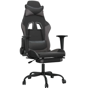 vidaXL Gaming-Stuhl mit Massage & Fußstütze Schwarz & Grau Kunstleder günstig