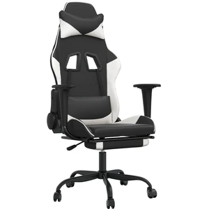 vidaXL Gaming-Stuhl mit Massage & Fußstütze Schwarz & Weiß Kunstleder günstig