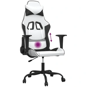 vidaXL Gaming-Stuhl mit Massagefunktion Weiß und Schwarz Kunstleder günstig