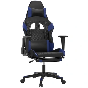 vidaXL Gaming-Stuhl mit Massage & Fußstütze Schwarz & Blau Kunstleder günstig