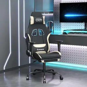 vidaXL Gaming-Stuhl mit Massage & Fußstütze Schwarz und Creme Stoff günstig