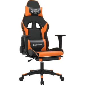 vidaXL Gaming-Stuhl mit Massage & Fußstütze Schwarz Orange Kunstleder günstig