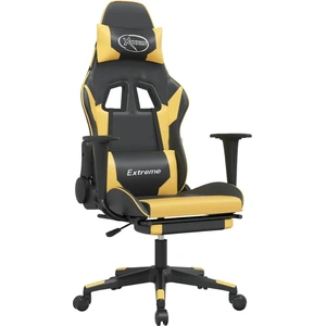 vidaXL Gaming-Stuhl mit Massage & Fußstütze Schwarz Golden Kunstleder günstig