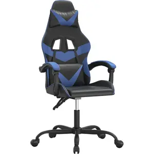 vidaXL Gaming-Stuhl Drehbar Schwarz und Blau Kunstleder günstig
