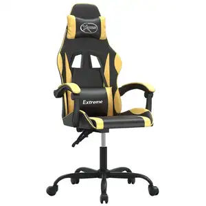 vidaXL Gaming-Stuhl Drehbar Schwarz und Golden Kunstleder günstig