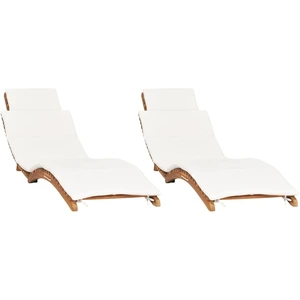 vidaXL Sonnenliegen 2 Stk. mit Auflagen Massivholz Teak günstig