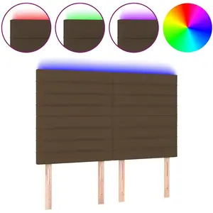 vidaXL LED Kopfteil Dunkelbraun 144x5x118/128 cm Stoff günstig