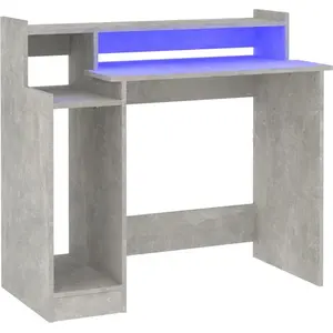 vidaXL Schreibtisch mit LEDs Betongrau 97x45x90 cm Holzwerkstoff günstig