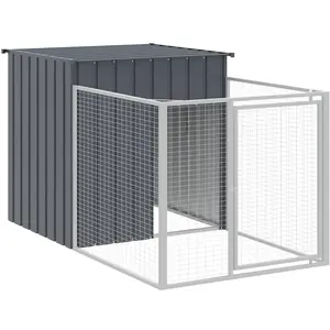 vidaXL Hundehütte mit Auslauf Anthrazit 110x201x110cm Verzinkter Stahl (Hundehütte), Hundehütte günstig