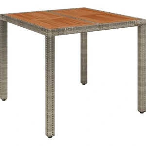vidaXL Gartentisch mit Holzplatte Grau 90x90x75 cm Poly Rattan günstig