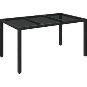 vidaXL Gartentisch mit Glasplatte Schwarz 150x90x75 cm Poly Rattan günstig