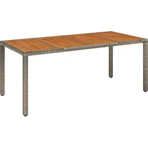 vidaXL Gartentisch mit Holzplatte Grau 190x90x75 cm Poly Rattan günstig