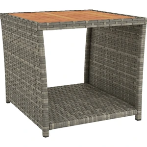 vidaXL Beistelltisch mit Holzplatte Grau Poly Rattan & Akazienholz günstig