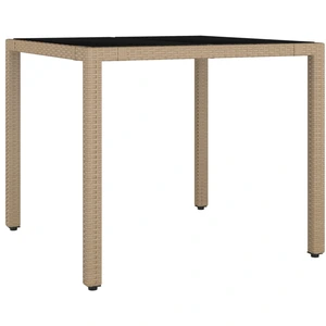 vidaXL Gartentisch mit Glasplatte Beige Poly Rattan & Hartglas günstig