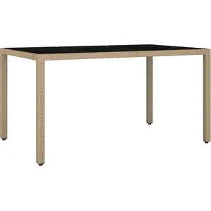 vidaXL Gartentisch mit Glasplatte Beige Poly Rattan & Hartglas günstig