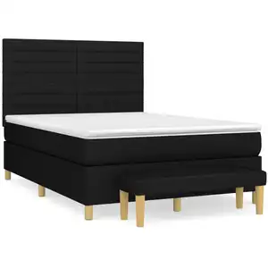 vidaXL Boxspringbett mit Matratze Schwarz 140x190 cm Stoff günstig