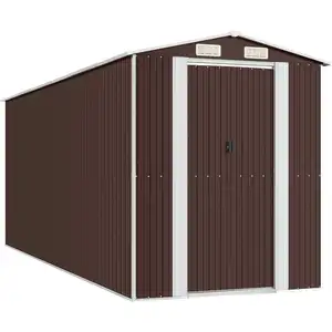vidaXL Geräteschuppen Dunkelbraun 192x523x223 cm Verzinkter Stahl günstig
