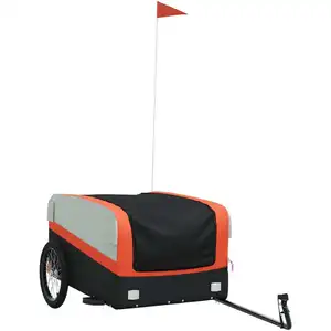 vidaXL Fahrradanhänger Schwarz und Orange 45 kg Eisen günstig