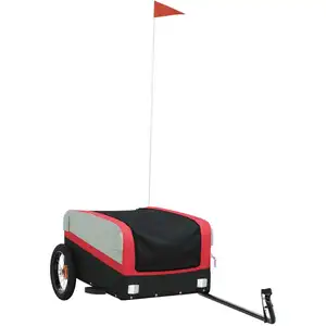 vidaXL Fahrradanhänger Schwarz und Rot 30 kg Eisen günstig