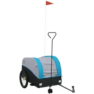 vidaXL Fahrradanhänger Schwarz und Blau 45 kg Eisen günstig