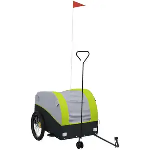 vidaXL Fahrradanhänger Schwarz und Grün 45 kg Eisen günstig